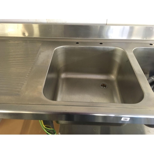 136 - CATER-WASH STAINLESS STEEL DOUBLE BOWL SINK UNIT & DRAINER