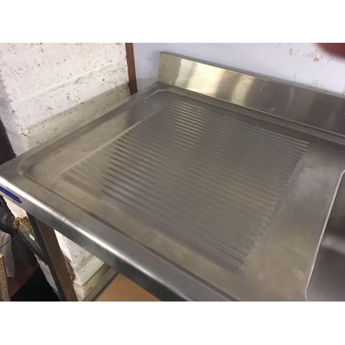 136 - CATER-WASH STAINLESS STEEL DOUBLE BOWL SINK UNIT & DRAINER