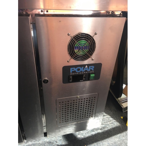 139 - STAINLESS STEEL POLAR REFRIGERATION UNIT ON WHEELS WITH 2 CABINETS (135MM LONG APPROX)