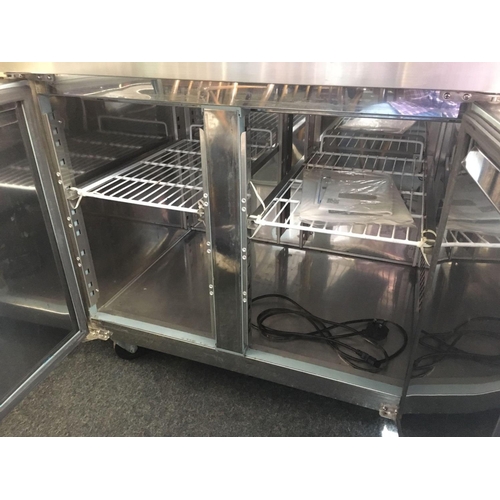 139 - STAINLESS STEEL POLAR REFRIGERATION UNIT ON WHEELS WITH 2 CABINETS (135MM LONG APPROX)