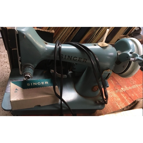 151 - ELECTRIC SINGER SEWING MACHINE IN CASE - NEEDS RE-WIRING