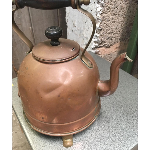 18 - 3 VINTAGE COPPER KETTLES & BRASS WATERING CAN