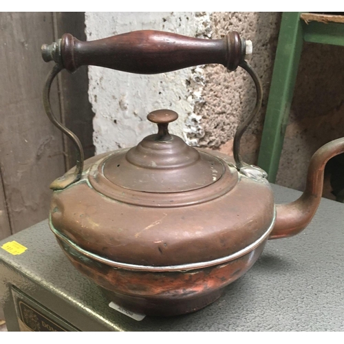 18 - 3 VINTAGE COPPER KETTLES & BRASS WATERING CAN