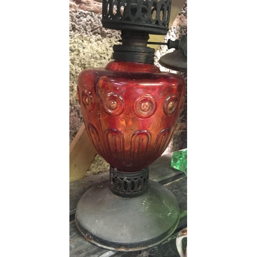 24 - QTY OF GLASS OIL LAMPS A/F