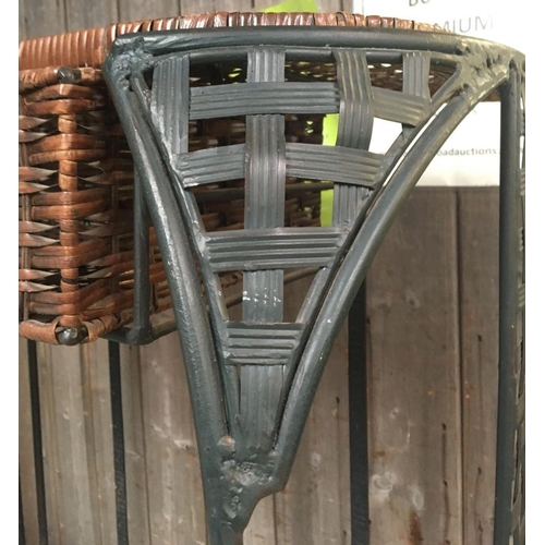 255 - GREEN METAL FRAMED WICKER PATIO UNIT