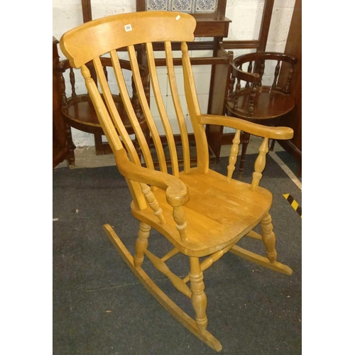 283 - LIGHT OAK ROCKING CHAIR WITH SLAT BACK