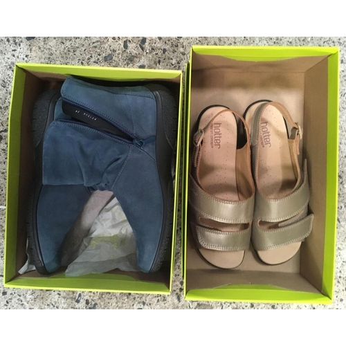 29 - 3 PAIRS OF HOTTER BOOTS & SHOES IN LEATHER - NEW IN BOXES. SIZES 8 UK  & 7.5