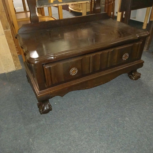 309 - CHEVAL MIRROR WITH DRAWER ON BALL & CLAW FEET