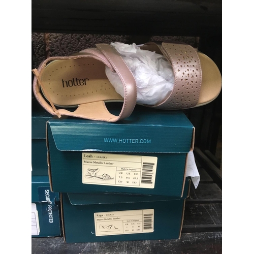 31 - 11 BOXES OF HOTTER LADIES MIXED SHOES & SANDLES SIZES 7.5 & 8