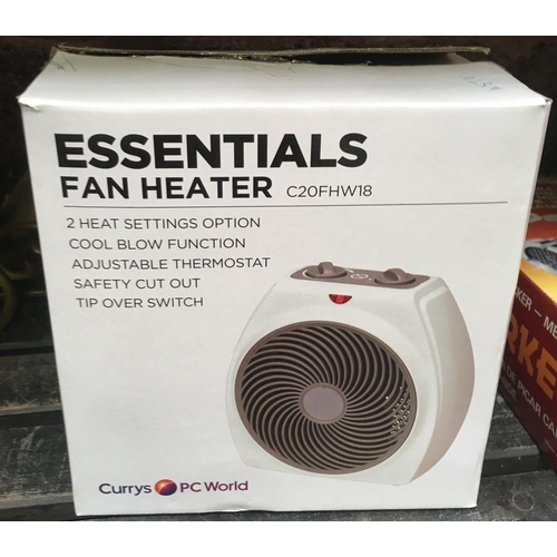 33 - 2 NEW ESSENTIALS FAN HEATERS & A MULTI PURPOSE HEAT PAD IN BOXES