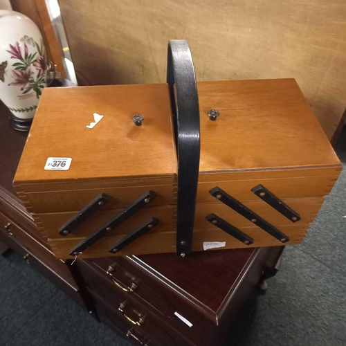 376 - MID CENTURY CONCERTINA SEWING BOX