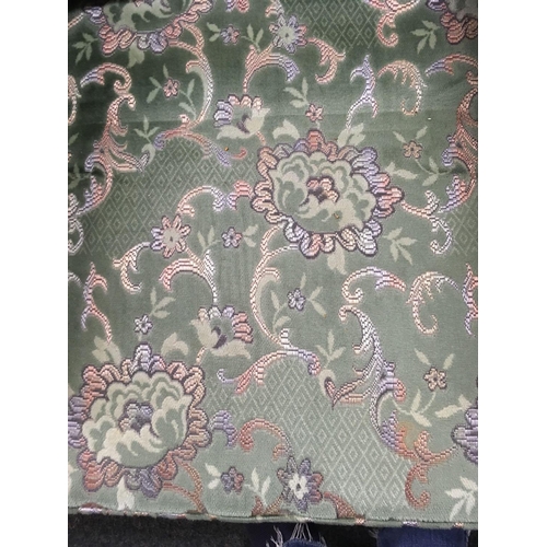 421 - GREEN PAISLEY PATTERNED 2 SEATER SETTEE & 2 MATCHING ARMCHAIRS