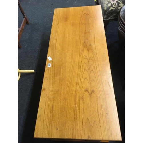 425 - 1970'S TEAK COFFEE TABLE - 48'' LONG WITH 2 SMALLER TABLES UNDER