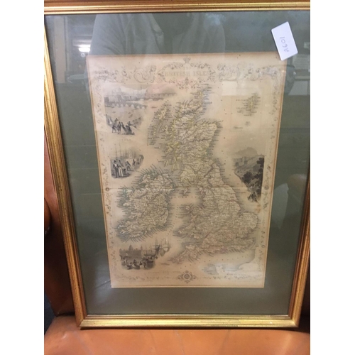 427 - 4 F/G PICTURE - 1 BEING A MAP OF THE BRITISH ISLES ANOTHER A VICTORIAN PAINTING OF THE GREAT ORME LL... 