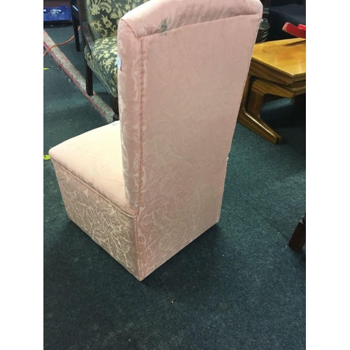 433 - PINK UPHOLSTERED BEDROOM CHAIR