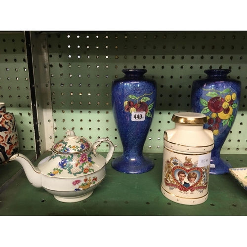 449 - SHELF OF VINTAGE CERAMIC & GLASSWARE