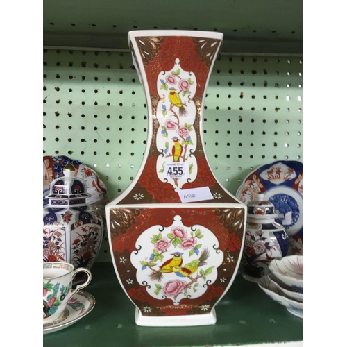 455 - SHELF OF ORIENTAL & OTHER VASES, PLATES, POTS ETC