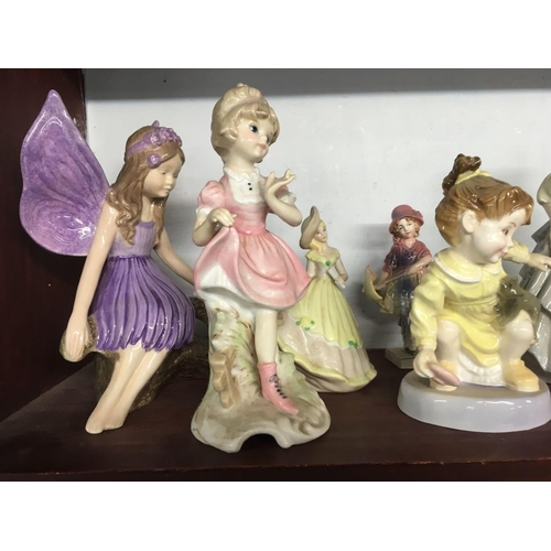 464 - SHELF OF CERAMIC FIGURINES & FAIRIES