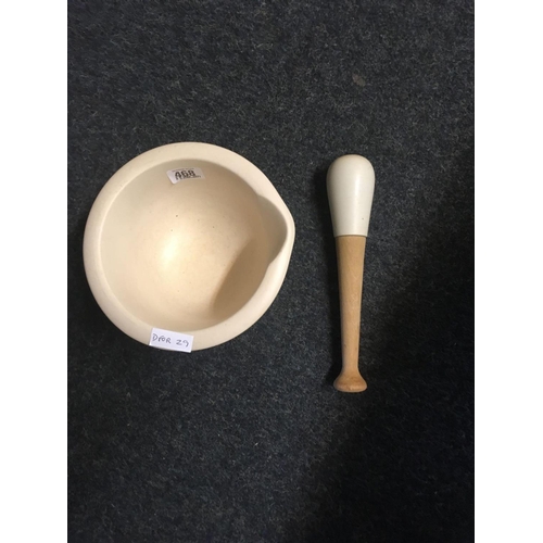 468 - HEAVY POTTERY MORTAR & PESTLE