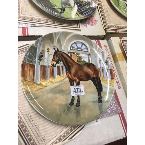 473 - COLLECTION OF 8 SPODE 1980'S DECORATIVE HORSE PLATES WITH BOXES