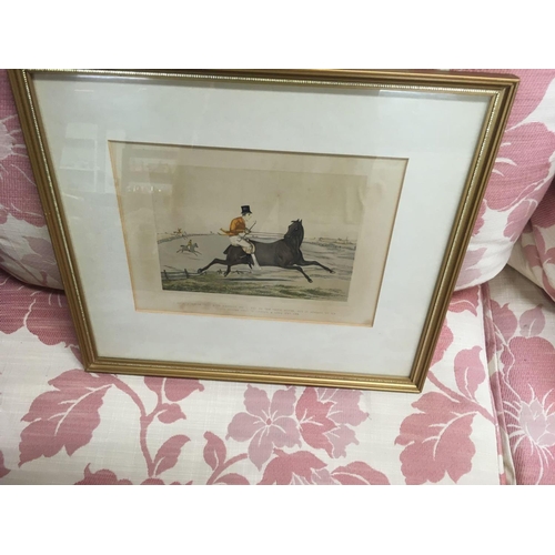 496 - 4  VICTORIAN GOLD COLOURED FRAMED HUNTING PRINTS