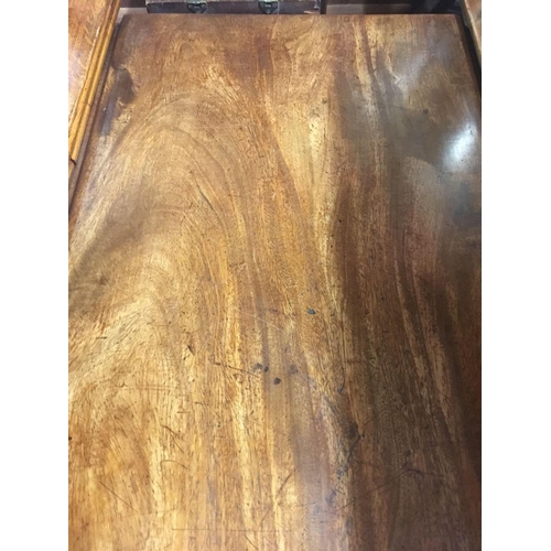 508 - ANTIQUE MAHOGANY DROP FLAP DINING TABLE WITH CARVED LEGS 21'' WIDE X 4ft LONG, EXTENDS TO 5ft LONG