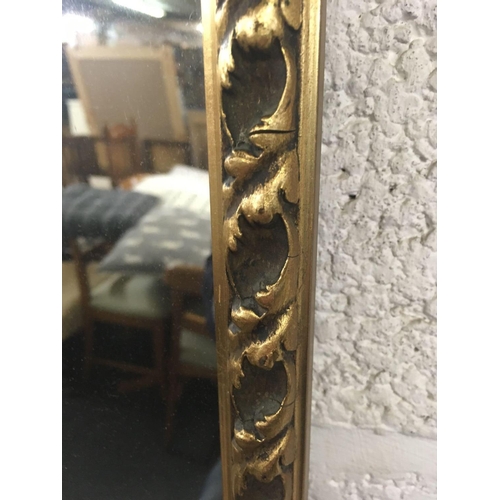 532 - GILT FRAMED HALL OR BEDROOM MIRROR 4ft LONG