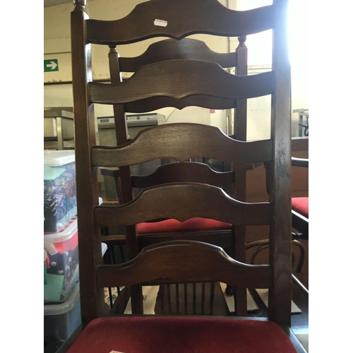 559 - SET OF 4 + 2 OAK LADDER BACK CHAIRS