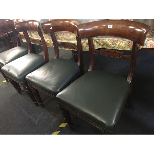 584 - SET OF 4 EARLY VICTORIAN MAHOGANY DINING ROOM CHAIRS ON FLUTED LEGS