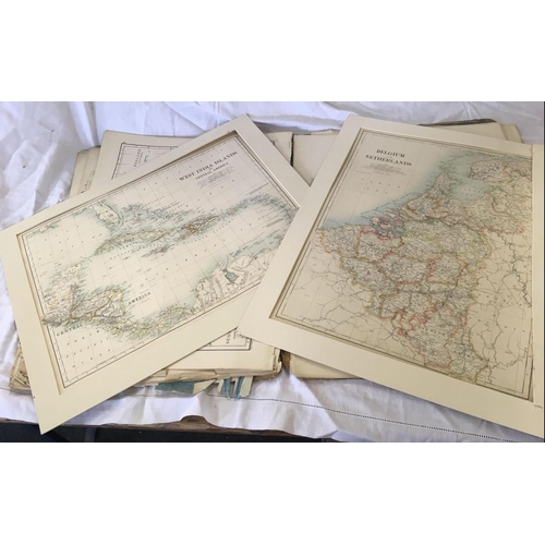 598 - THE COSMOGRAPHIC ATLAS PUBLISHED BY W & AK JOHNSTON 1887.  NARRATIVE PAGES LOOSE IN ORIGINAL WELL WO... 