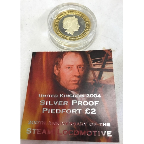 728 - 2004 ROYAL MINT UK SILVER PROOF PIEDFORT TWO POUND COIN, MARKING THE 200TH ANNIVERSARY OF THE STEAM ... 