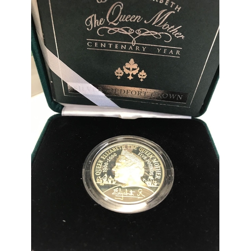 732 - 2000 ROYAL MINT UK SILVER PIEFORT QUEEN MOTHER CENTENARY CROWN, STRUCK IN .925 STERLING SILVER, 56.5... 