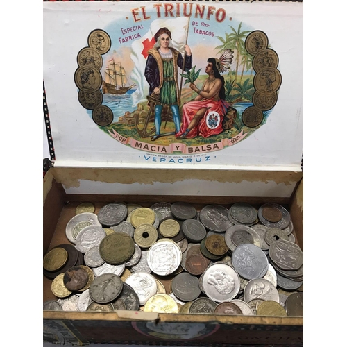 734 - CARTON OF OLD FOREIGN COINAGE