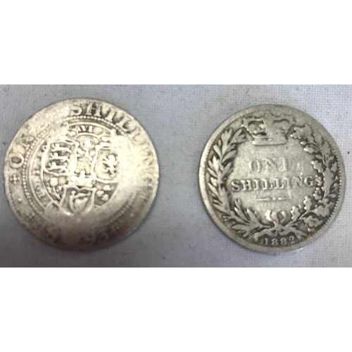 752 - TWO VICTORIAN SILVER SHILLINGS 1882 & 1893