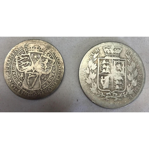 753 - A VICTORIAN SILVER FLORIN 1899 & A HALF CROWN 1882?