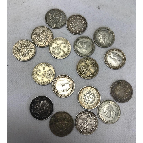 754 - SILVER 3 PENCE'S 1900, 1920, 1939 ETC (17)