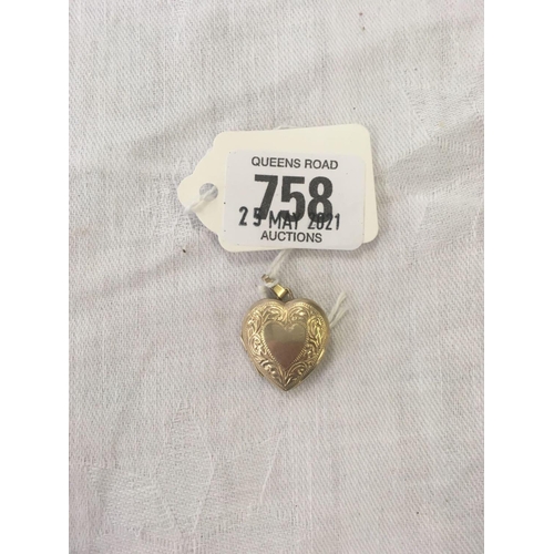 758 - 9ct HEART LOCKET HINGED INTER