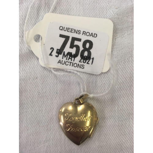 758 - 9ct HEART LOCKET HINGED INTER