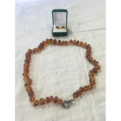 759 - BALTIC AMBER NECKLACE & EARRINGS