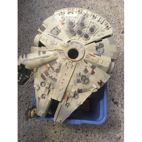 76 - CARTON OF MISC TOYS & DOMINO'S & A STAR WARS MILLENNIUM FALCON - PART BUILT A/F