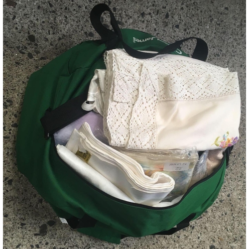 79 - GREEN HOLDALL, TABLECLOTHS ETC