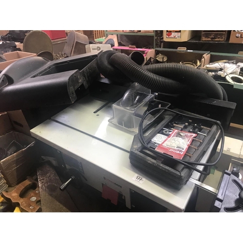 177 - TOOLSAFE TS1500R ROUTER TABLE WITH GUARD, PROTRACTOR GUIDE, EMERGENCY STOP. SPARE BASE SUPPORTS & BO... 