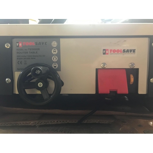177 - TOOLSAFE TS1500R ROUTER TABLE WITH GUARD, PROTRACTOR GUIDE, EMERGENCY STOP. SPARE BASE SUPPORTS & BO... 