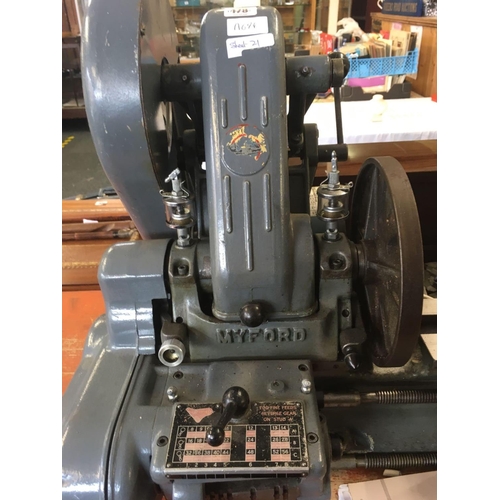 178 - MYFORD ML7 3.5'' CENTRE HEIGHT LATHE WITH LEAD SCREW GEAR BOX, TOOL POSY & SPARE TOOL POST, (INDEX P... 