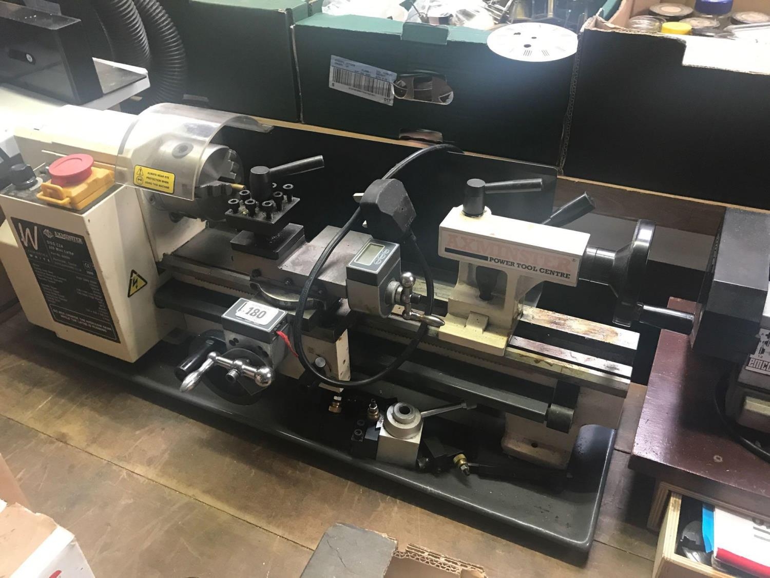 AXMINSTER SIEG C2A 300 MINI LATHE WITH 3 JAW CHUCK 2 SETS OF JAWS EMERGENCY STOP SOME TOOLS