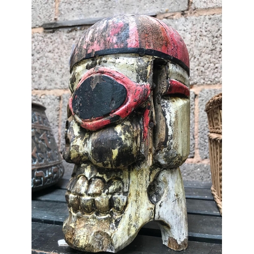 34 - CARVED WOODEN HEAD