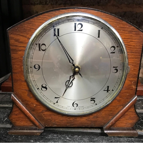 51 - 2 WOOD CASED MANTEL CLOCKS WITH MODERN BATTERY MOVEMENTS