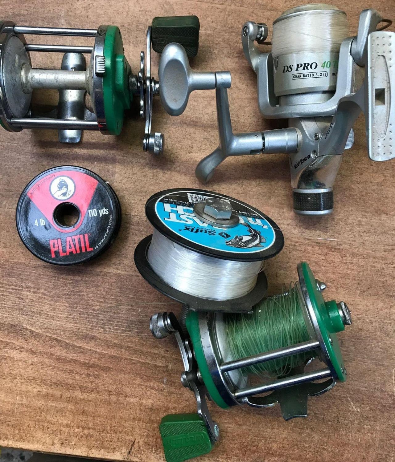 3 FISHING REELS, B SQUARE DS PRO 2 ANGLER NO.2 - 75, REEL OF SUFIX