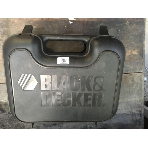 15 - CASED BLACK & DECKER POWER DRILL