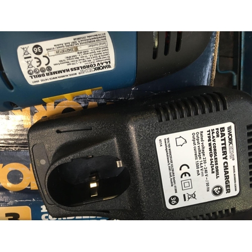 17 - SMALL 39 PIECE ¼ & 3/8 DRIVE METRIC & INCH RATCHET SOCKET SET & A WORK ZONE CORDLESS HAMMER DRILL